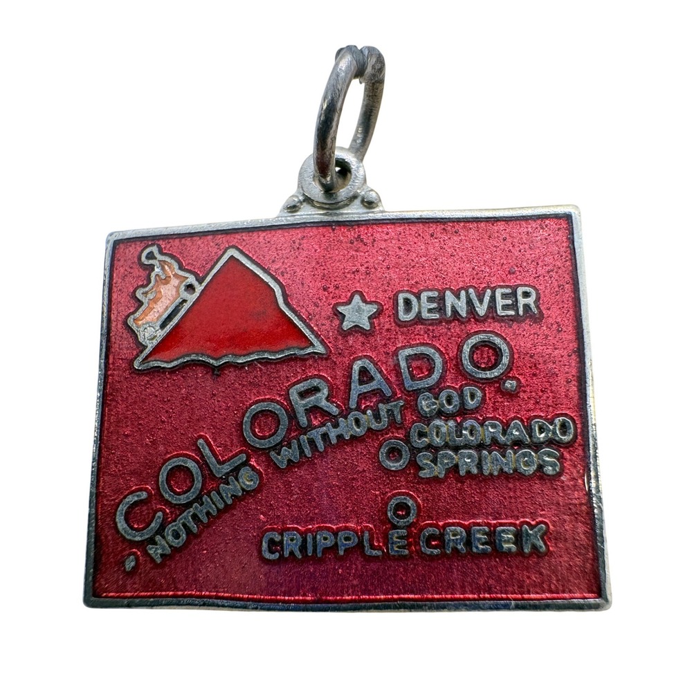 Vintage Colorado Souvenir Charm Red Enamel Denver Cripple Creek Japan 3.2g